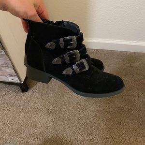 Black suede booties